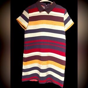 Zara Trafaluc Red and Blue Striped Dress